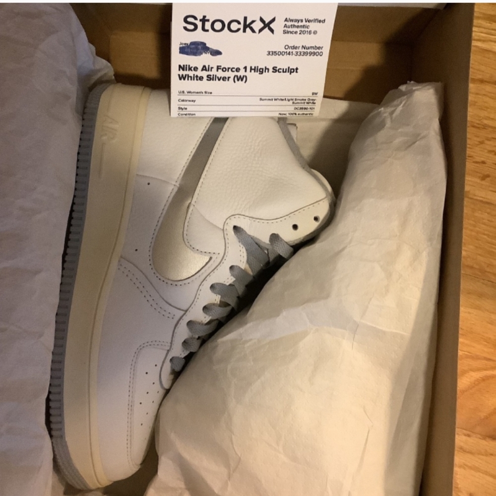 Nike Air Force 1 High Sculpt White Silver NIKE AF1 HIGH Women’s Size 9 BRAND NEW